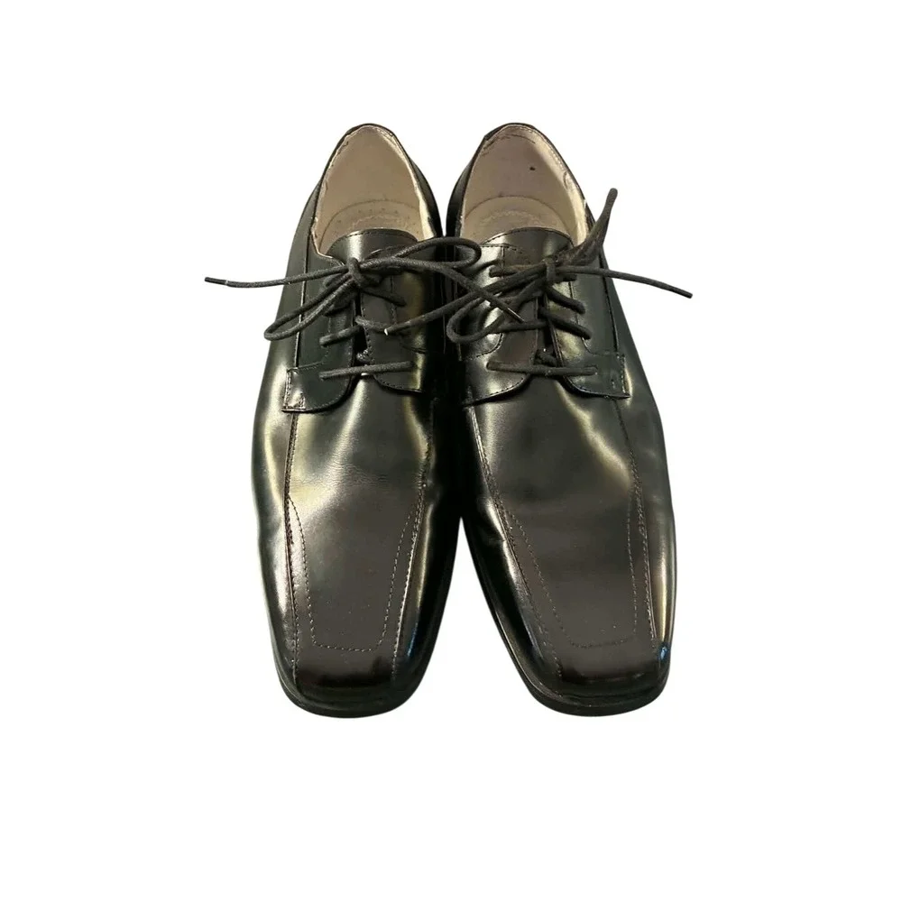 Stacy Adams Dress Shoes Mens 8.5W Black Leather Oxford Lace Up Square Toe